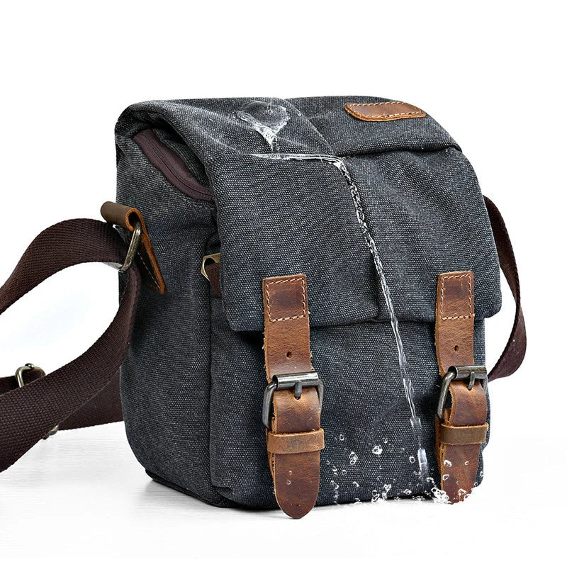 Men Vintage Oil Waxed Canvas Shoulder Bags Shockproof DSLR Camera Bag Waterproof Canvas messenger Crossbody Bags for men 2020