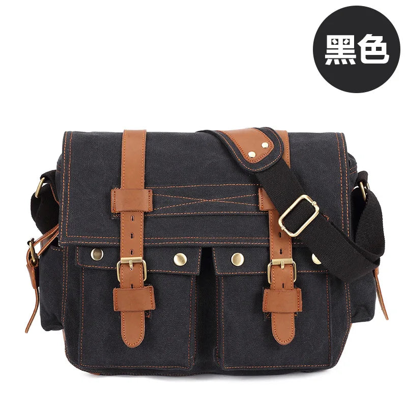 14inch Travel Satchel Business Men's Messenger Bag Vintage Canvas Military Shoulder Laptop Bags for men Male Laptop Briefcases