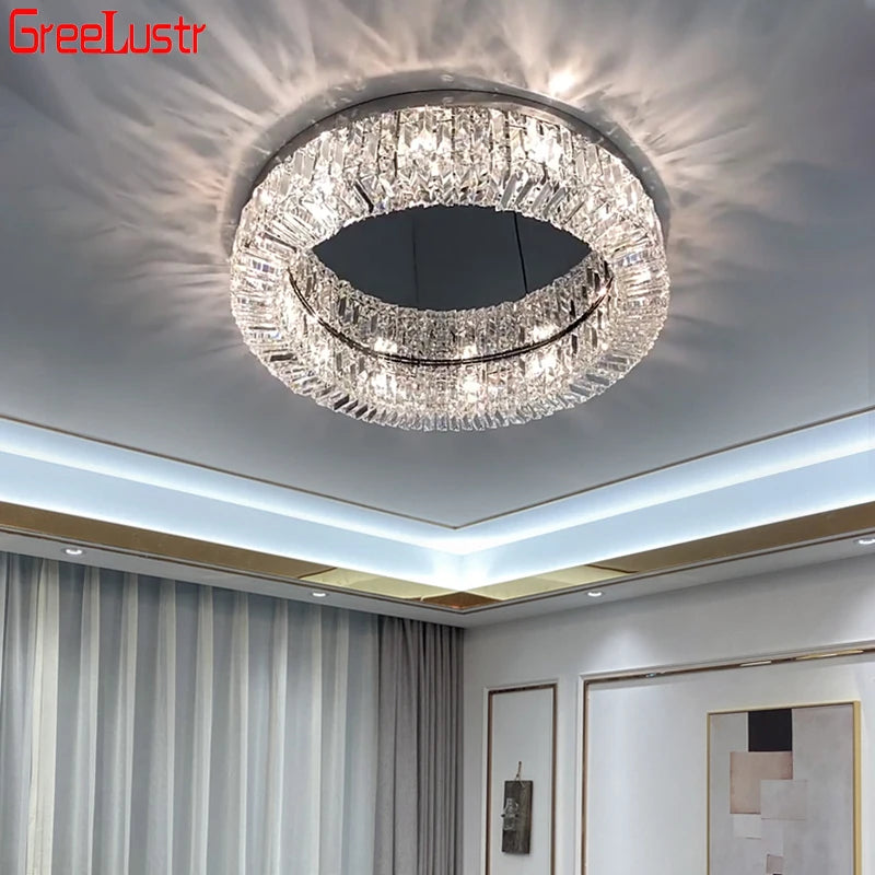 New modern crystal ceiling lamp chrome Gold LED ceiling lamp decorative light for living room room E14 Lamp head  lighting