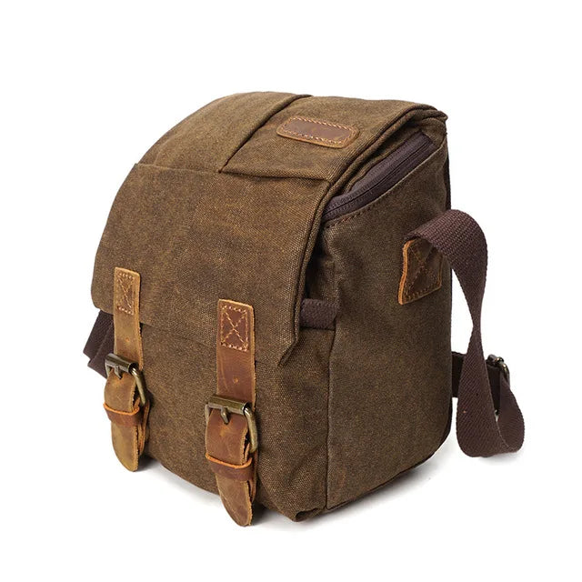 Men Vintage Oil Waxed Canvas Shoulder Bags Shockproof DSLR Camera Bag Waterproof Canvas messenger Crossbody Bags for men 2020