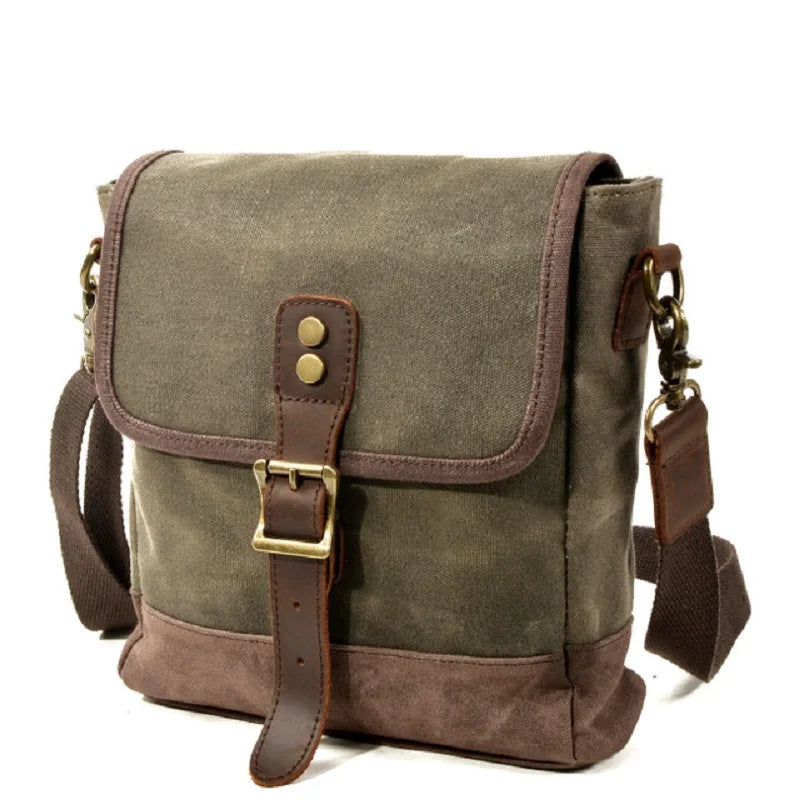 Oil Wax Canvas Leather Crossbody Bag Unisex Military Vintage Messenger Bags Shoulder Bag for men 2020 Casual Travel Bags
