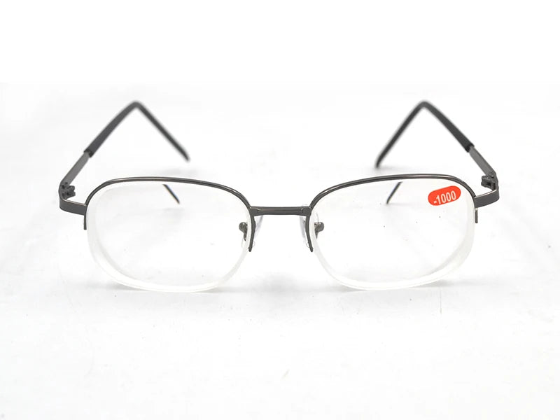 High Diopters Metal Half-Frame Unisex Nearsighted Myopia Reading Glasses Half Rim Alloy Nearsighted Sight Gafas -6.0 to-10 A1