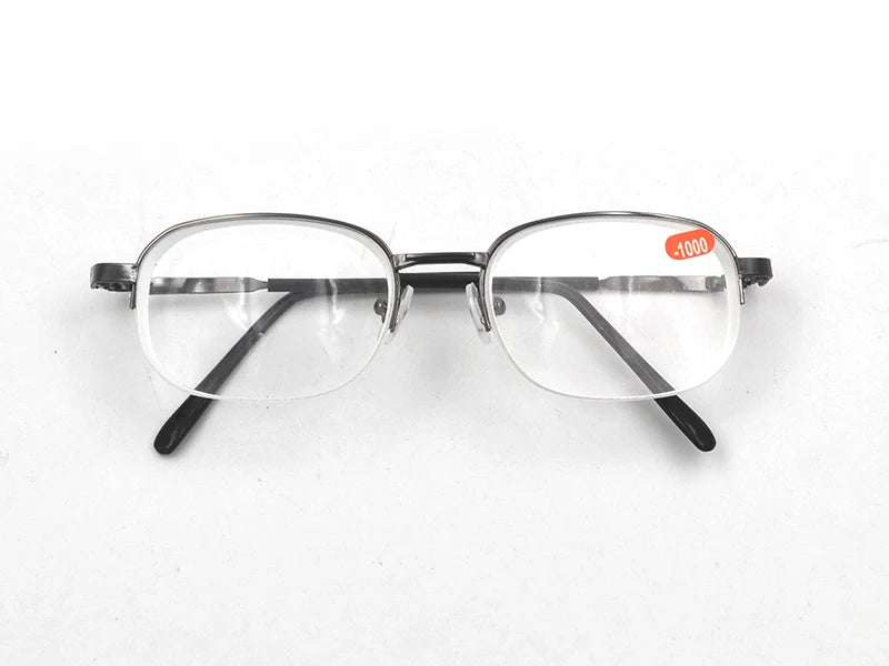 High Diopters Metal Half-Frame Unisex Nearsighted Myopia Reading Glasses Half Rim Alloy Nearsighted Sight Gafas -6.0 to-10 A1