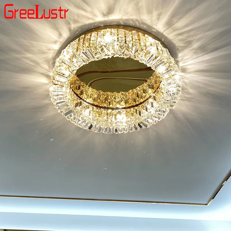 New modern crystal ceiling lamp chrome Gold LED ceiling lamp decorative light for living room room E14 Lamp head  lighting