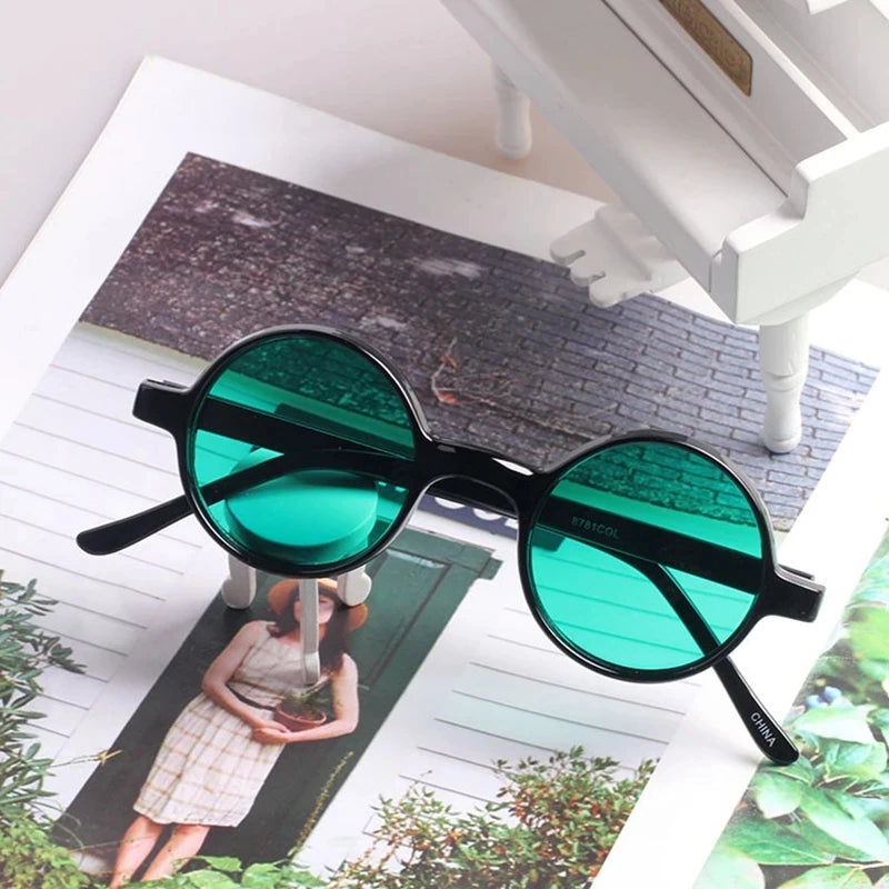 Colorful steampunk round sunglasses women men 2021 yellow green blue orange red sun glasses retro oculos de sol feminino uv400