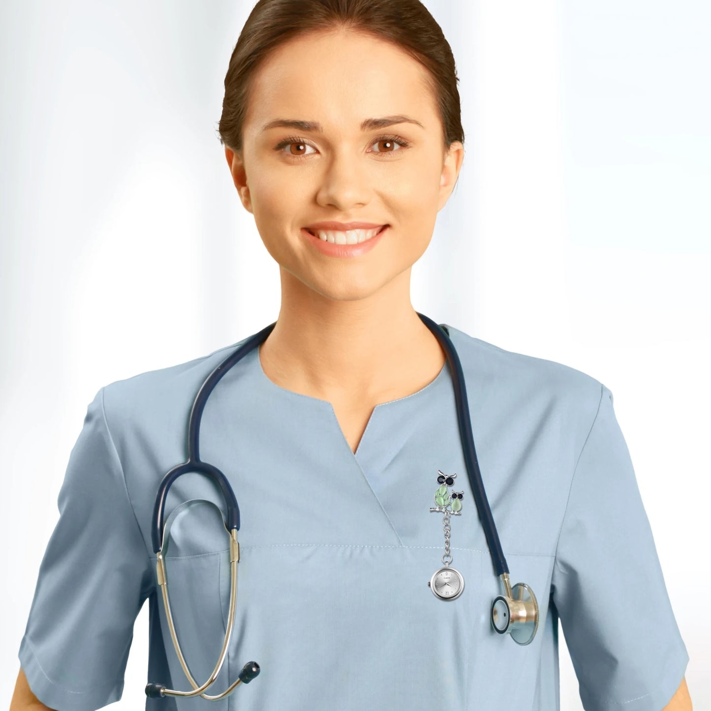 LANCARDO 2021 New Delicate Owl Brooch Nurse Watch Women Ladies Doctor Pocket Watches lovely Silver Color Medical Watches