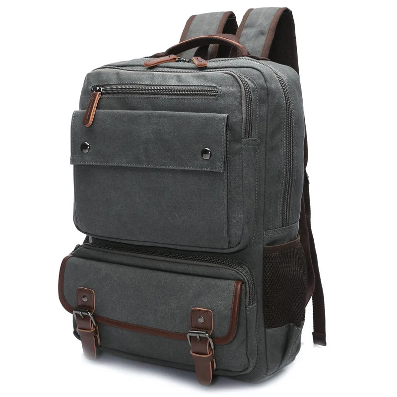Men vintage Canvas Backpack Male Laptop College Student School Bags for Teenager Backpack 2020 Large capacity Men's Bags