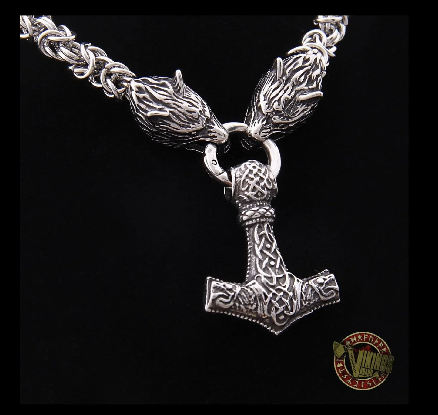 925 Sterling Silver Viking Bear Pendant Nekclace with stainless steel wolf chain as gift