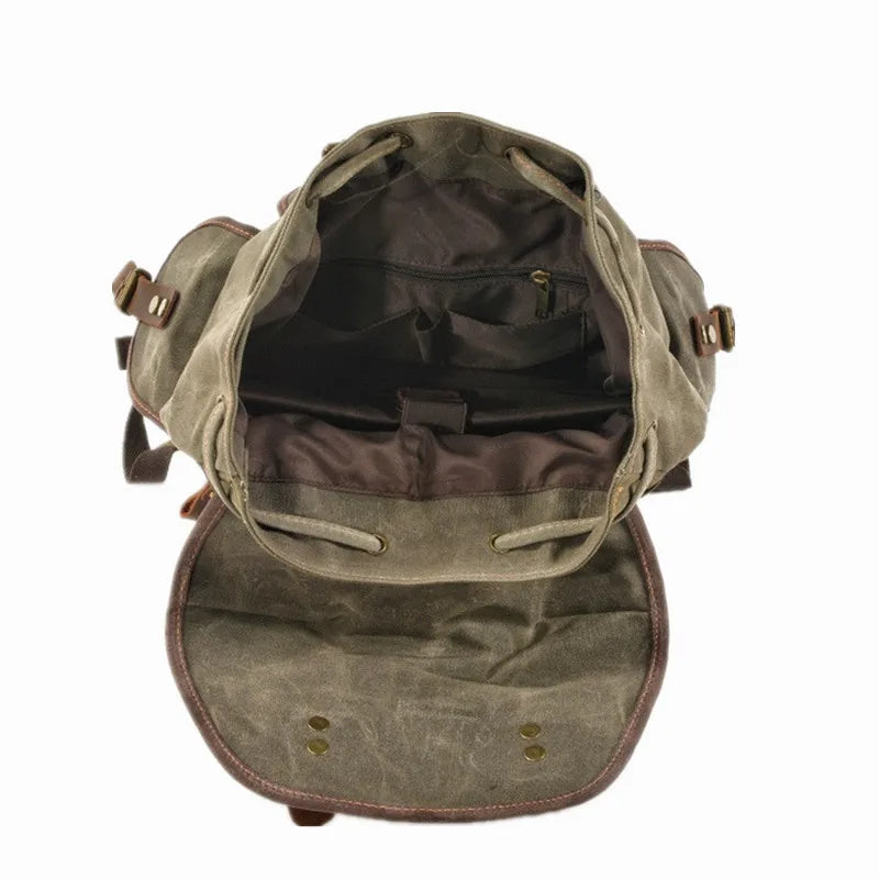 Vintage Canvas Backpacks for Men Laptop Daypacks Waterproof Rucksacks Large Waxed Mountaineering Travel Pack vintage backpack