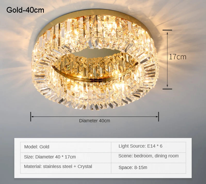 New modern crystal ceiling lamp chrome Gold LED ceiling lamp decorative light for living room room E14 Lamp head  lighting