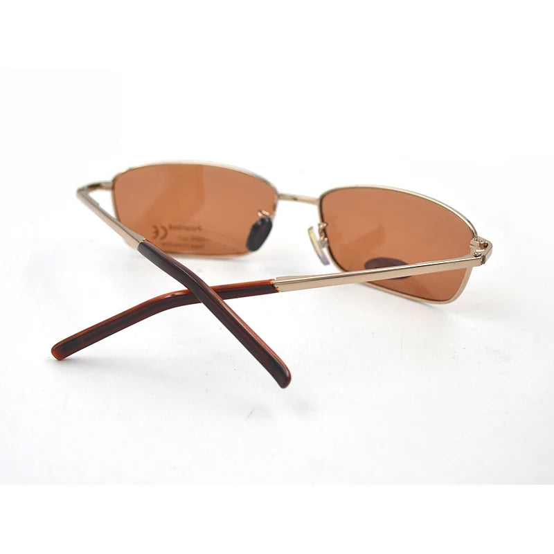 Rectangle Polarized Sunglasses for Men Business Sun Glasses Green/Tan Lens Male Travel Driving Fishing Shades Sun Eyeglasses L3