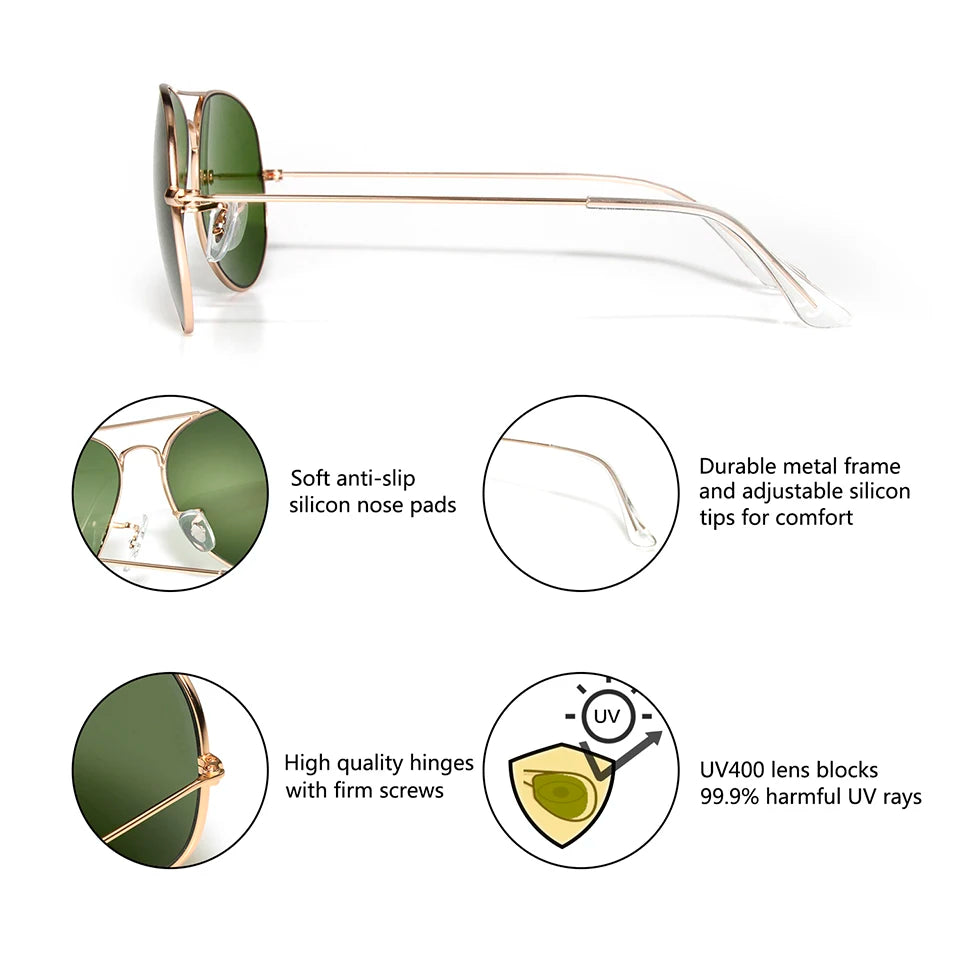 Sorbern 62MM Pilot Oversized Sunglasses Men Glass Lens Sun Glass for Man Google Eyewear Shades Men Glasses oculos masculino