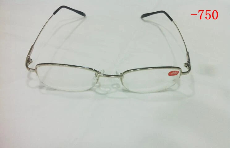 High Diopters Metal Half-Frame Unisex Nearsighted Myopia Reading Glasses Half Rim Alloy Nearsighted Sight Gafas -6.0 to-10 A1