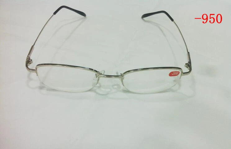High Diopters Metal Half-Frame Unisex Nearsighted Myopia Reading Glasses Half Rim Alloy Nearsighted Sight Gafas -6.0 to-10 A1