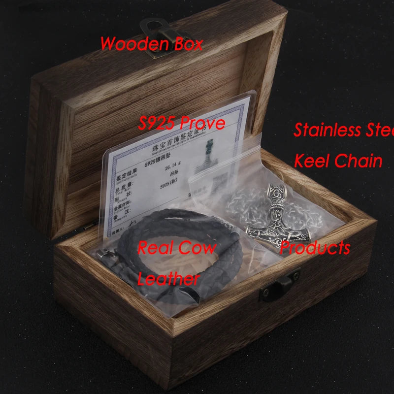 925 Sterling Silver Viking Bear Pendant Nekclace with stainless steel wolf chain as gift