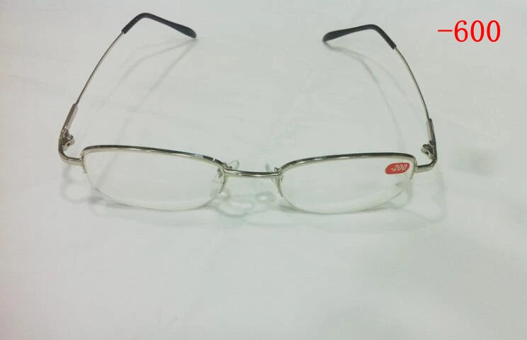 High Diopters Metal Half-Frame Unisex Nearsighted Myopia Reading Glasses Half Rim Alloy Nearsighted Sight Gafas -6.0 to-10 A1