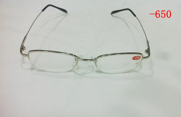 High Diopters Metal Half-Frame Unisex Nearsighted Myopia Reading Glasses Half Rim Alloy Nearsighted Sight Gafas -6.0 to-10 A1