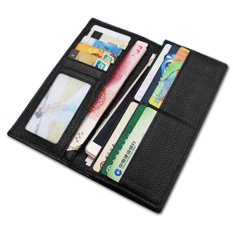 Hot Sale Men's Wallets Genuine Leather Men Purse Long Wallet Real Cowhide Mens Money Bag Cell Phone Wallet Man Card Holder