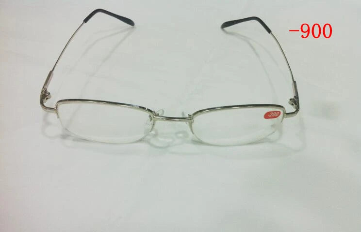 High Diopters Metal Half-Frame Unisex Nearsighted Myopia Reading Glasses Half Rim Alloy Nearsighted Sight Gafas -6.0 to-10 A1