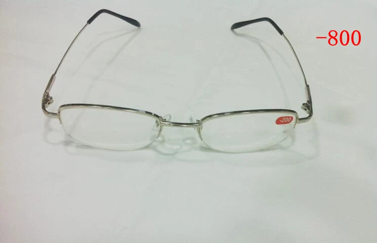 High Diopters Metal Half-Frame Unisex Nearsighted Myopia Reading Glasses Half Rim Alloy Nearsighted Sight Gafas -6.0 to-10 A1