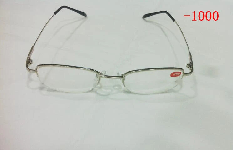 High Diopters Metal Half-Frame Unisex Nearsighted Myopia Reading Glasses Half Rim Alloy Nearsighted Sight Gafas -6.0 to-10 A1