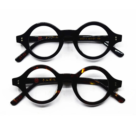 Hand Made Eyeglass Frames Vintage small 40mm Round Glasses For Men Acetate unisex Optic Myopia Eyewear Prescription Glasses