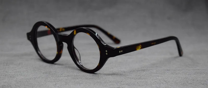 Hand Made Eyeglass Frames Vintage small 40mm Round Glasses For Men Acetate unisex Optic Myopia Eyewear Prescription Glasses