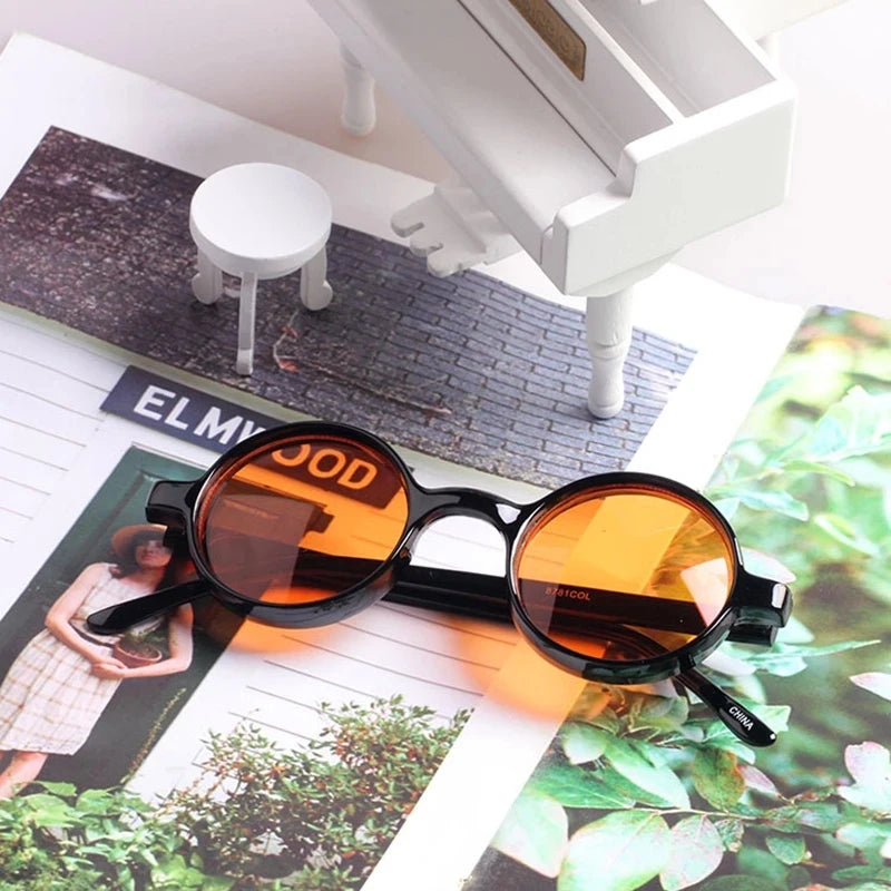 Colorful steampunk round sunglasses women men 2021 yellow green blue orange red sun glasses retro oculos de sol feminino uv400