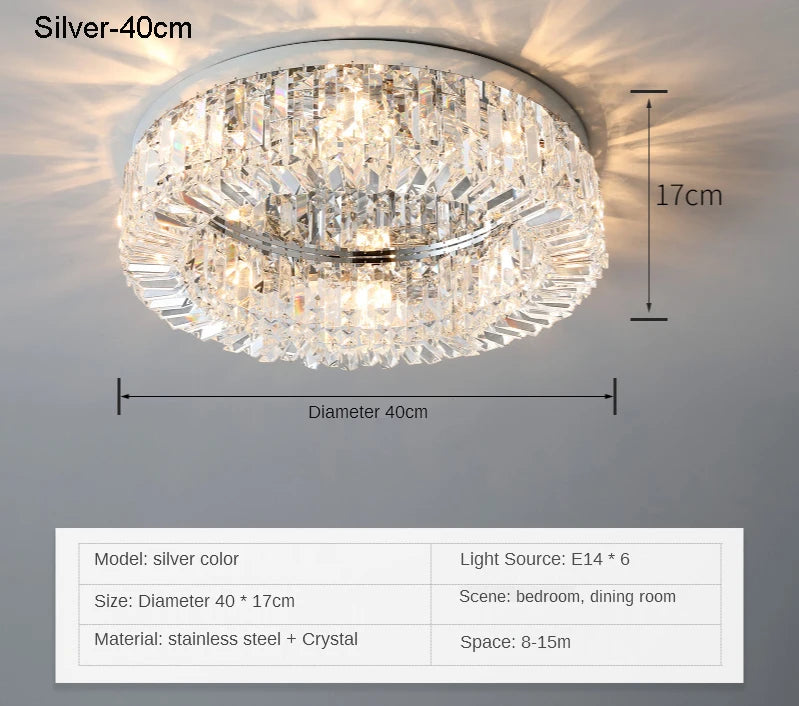 New modern crystal ceiling lamp chrome Gold LED ceiling lamp decorative light for living room room E14 Lamp head  lighting