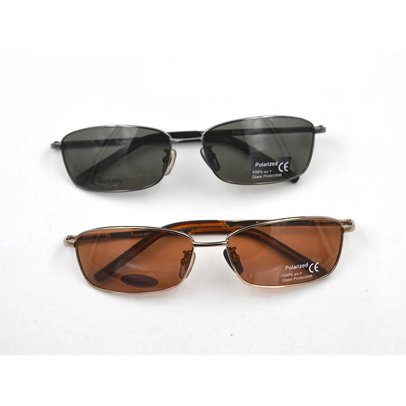 Rectangle Polarized Sunglasses for Men Business Sun Glasses Green/Tan Lens Male Travel Driving Fishing Shades Sun Eyeglasses L3