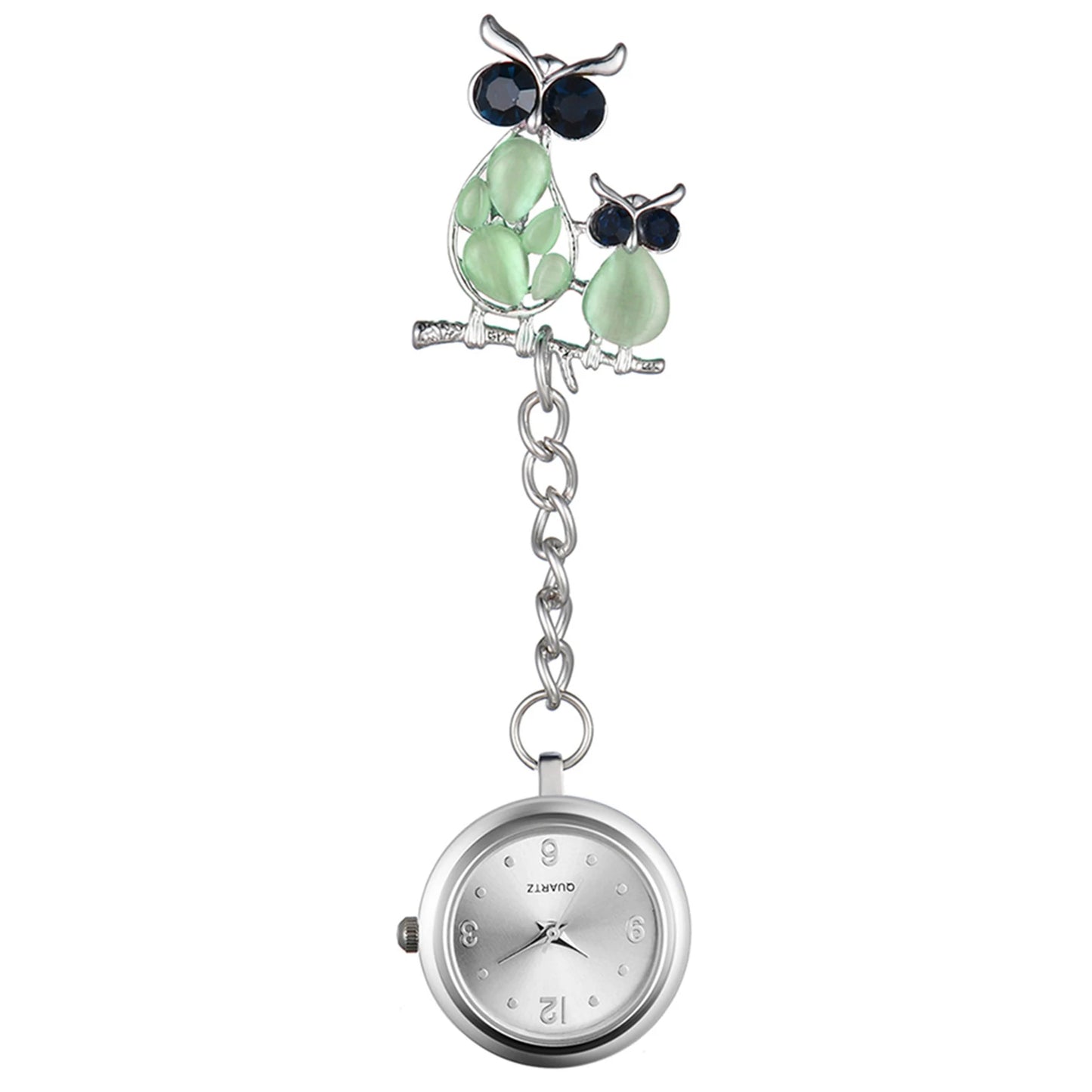 LANCARDO 2021 New Delicate Owl Brooch Nurse Watch Women Ladies Doctor Pocket Watches lovely Silver Color Medical Watches