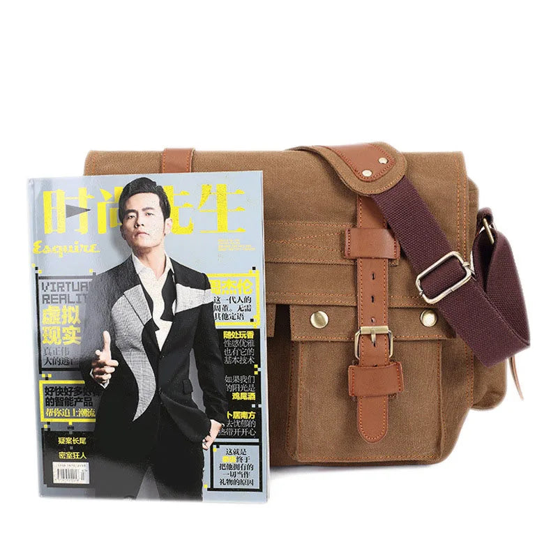 14inch Travel Satchel Business Men's Messenger Bag Vintage Canvas Military Shoulder Laptop Bags for men Male Laptop Briefcases