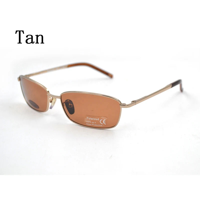 Rectangle Polarized Sunglasses for Men Business Sun Glasses Green/Tan Lens Male Travel Driving Fishing Shades Sun Eyeglasses L3