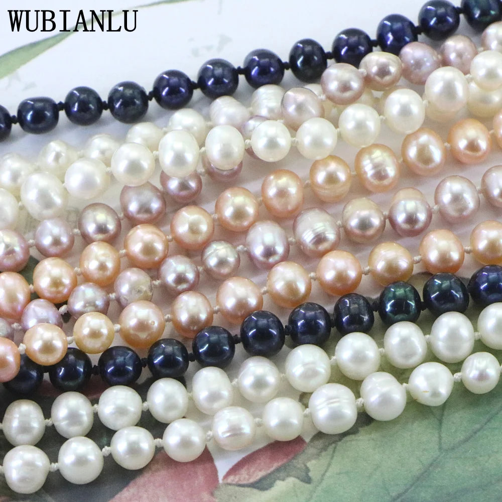 Natural Freshwater 7-8mm Long Pearl Necklace Women In Necklaces 127cm Fashion Hot Charming Jewelry Girl Birthday Gift T261