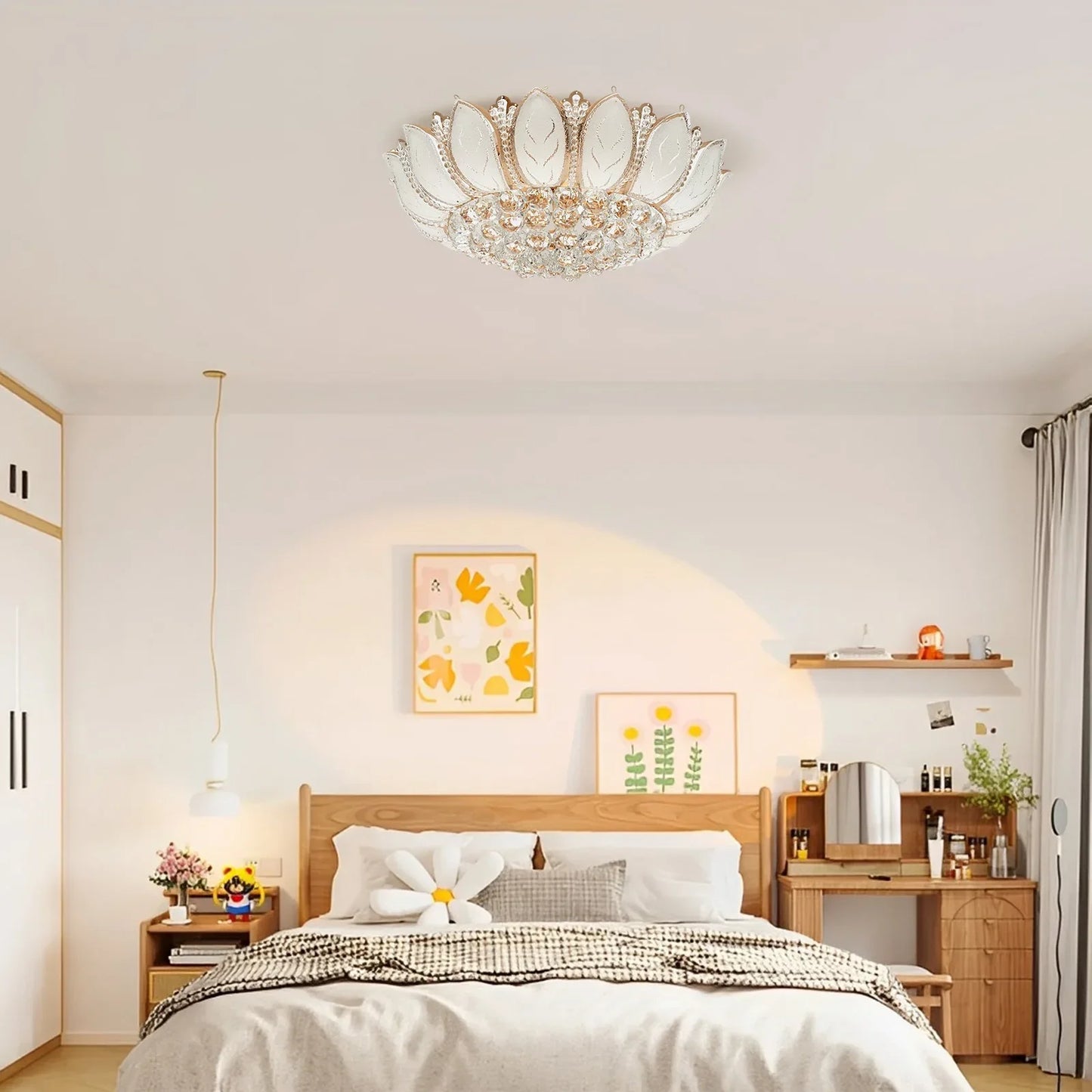 Bymaocar Lotus Shaped Lamp Ceiling Light E12 Holder, Indoor Lighting Fixture for Bedrooms, Corridors & Dining Rooms of 215.28ft²