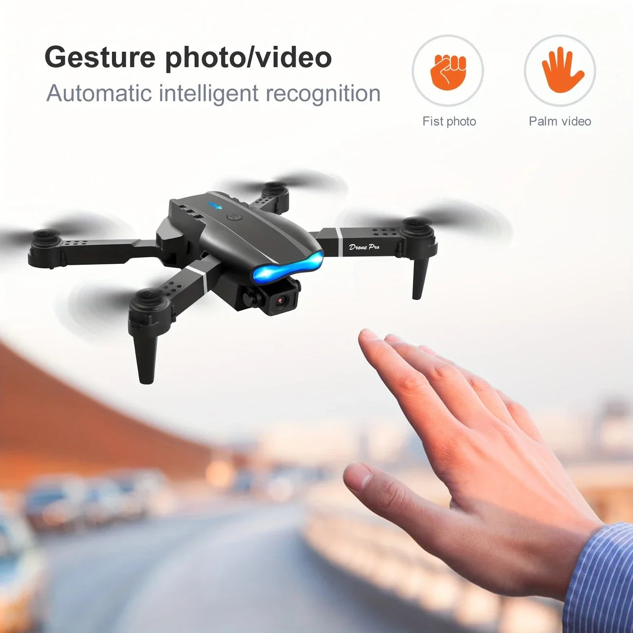 Mini Foldable RC Quadcopter E99  - Dual Camera Aerial Drone with 4K HD, Hold Mode & LED Lights | WIFI Remote Control Toy
