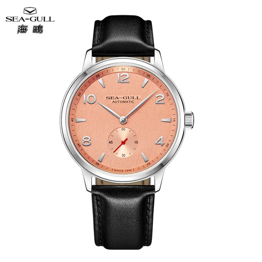 Seagull 6184 Men's Automatic Watch Blue Sapphire Glass 5ATM Waterproof Ultra-Thin Leather Strap Minimalist Casual Wristwatch