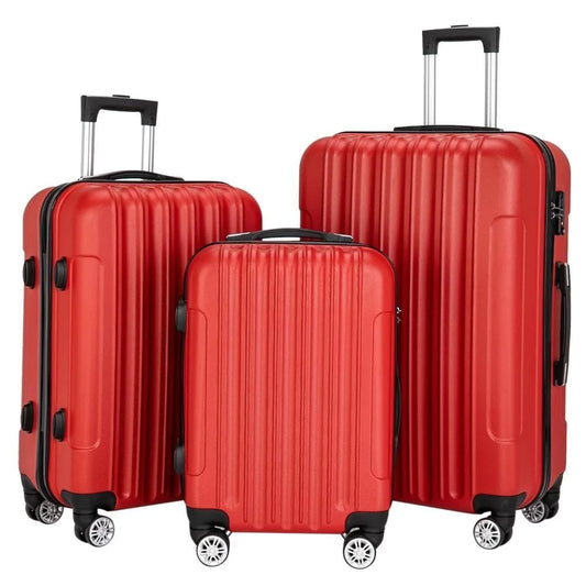 20"/24"/28" Luggage Sets Suitcase Bags Lightweight 3-in-1 ABS Trolley Case Red