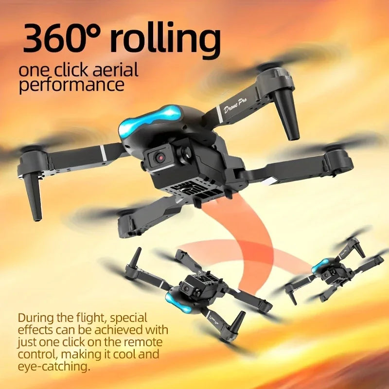 Mini Foldable RC Quadcopter E99  - Dual Camera Aerial Drone with 4K HD, Hold Mode & LED Lights | WIFI Remote Control Toy
