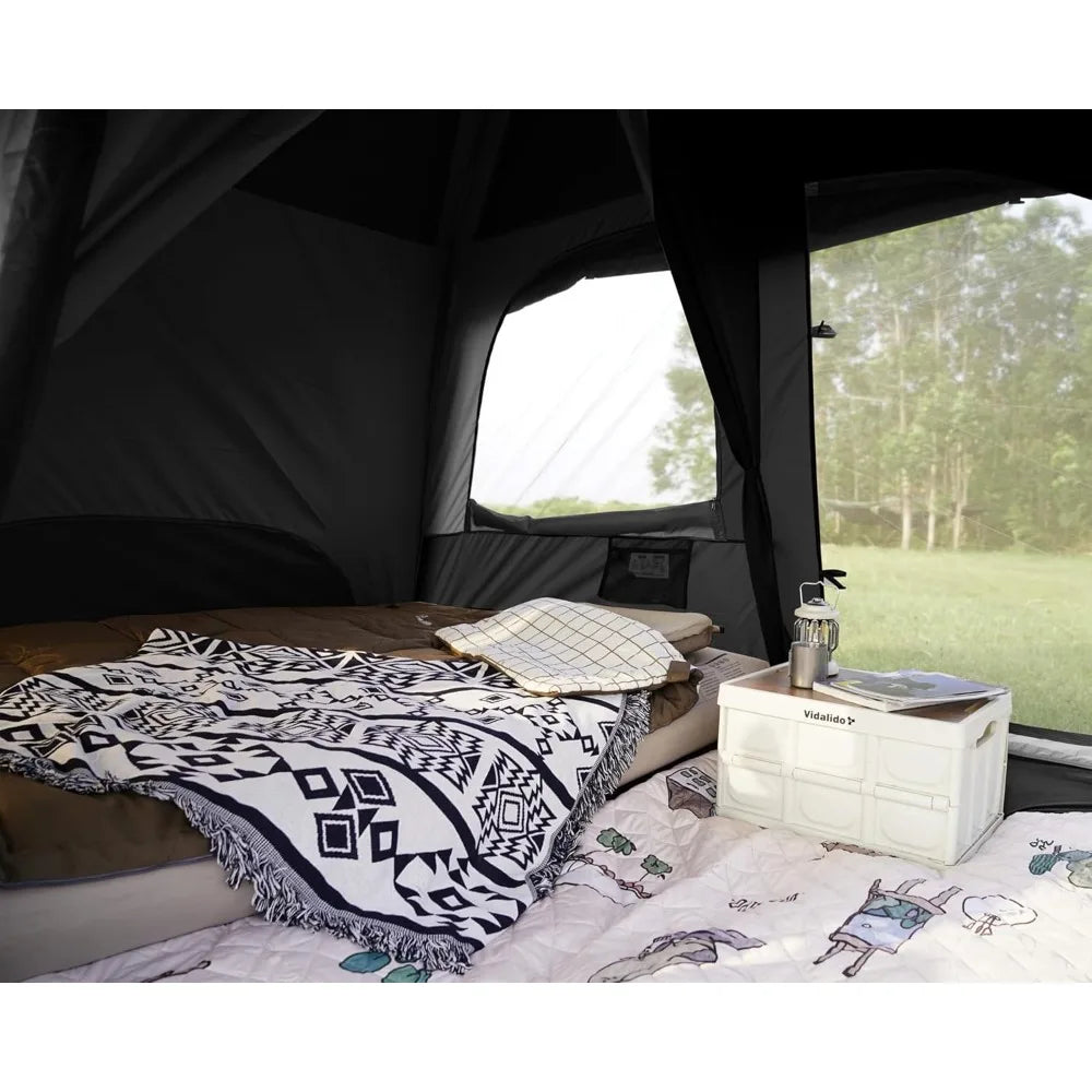 Large Family Cabin Tent for 4-6 People: 3 Door, 2 Room, Double Layer Waterproof, Portable Glamping Tent