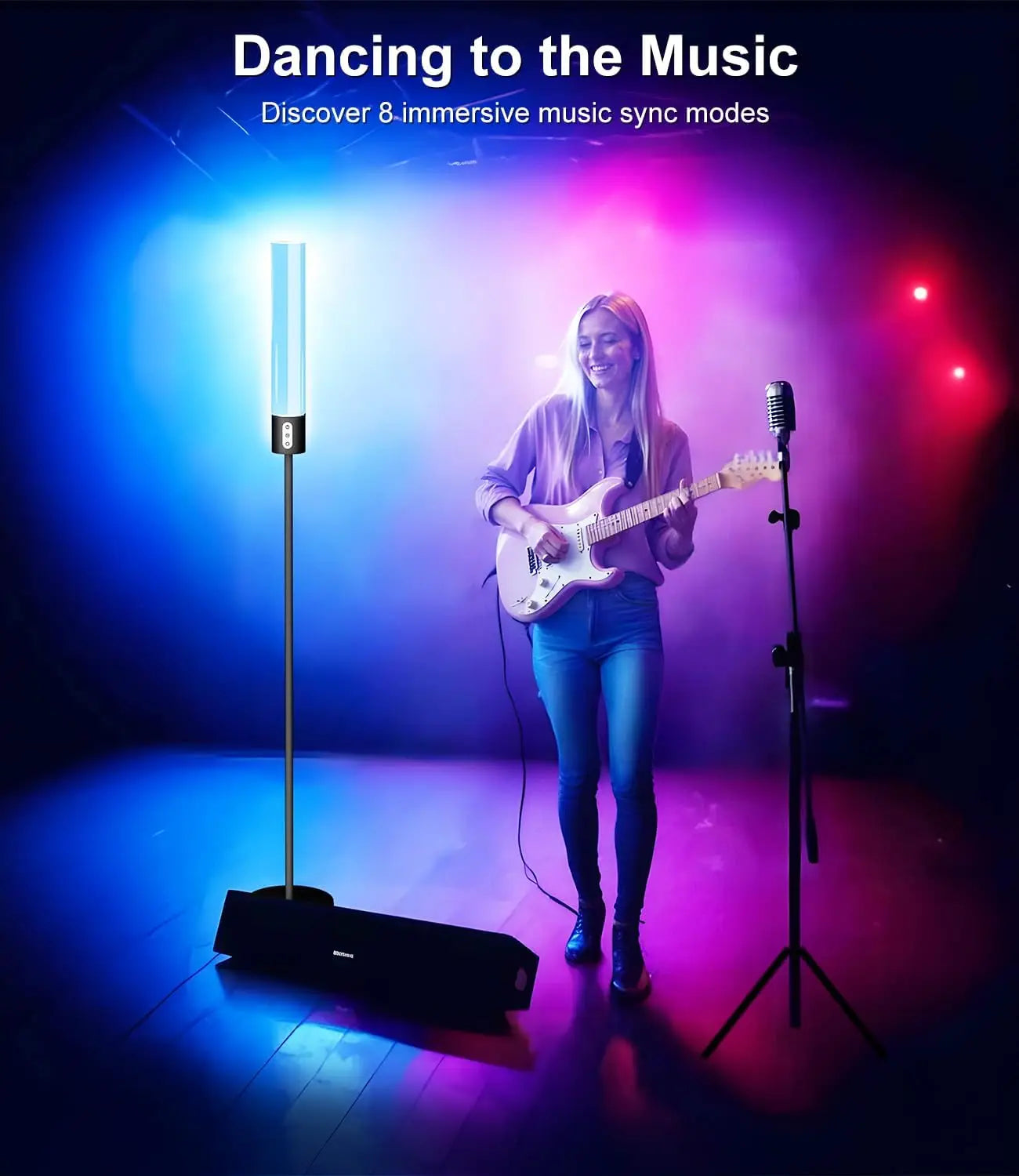 RGBICW Smart Floor Lamp, 1500Lumen, Music Sync, 16M Colors, Dimmable, Remote & App Control LED Lamp for Bedroom, Living Room