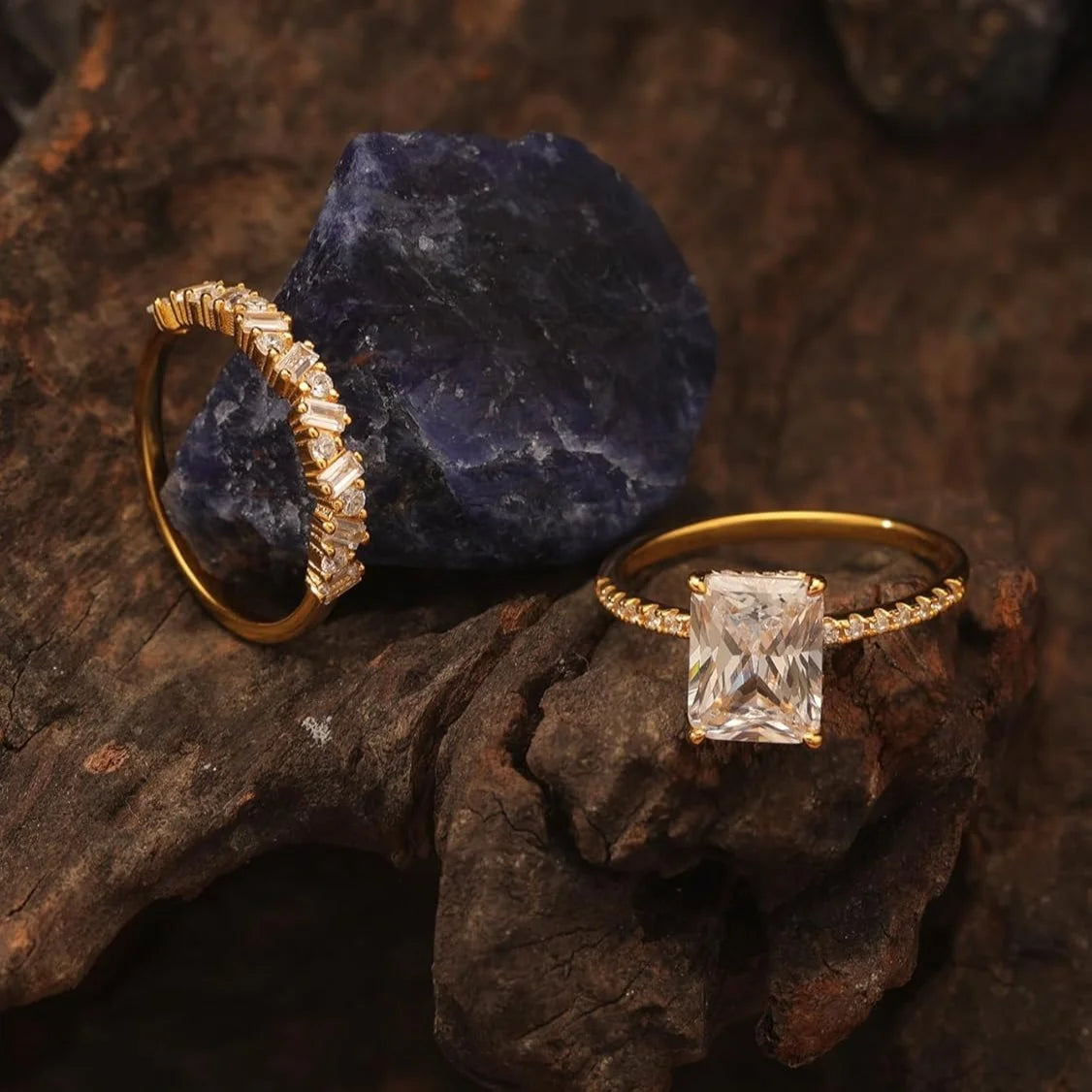 S925 Sterling Silver 3CT Moissanite Ring Set Fine Jewelry 18K Gold Plated Suitable for Anniversary and Wedding Jewelry Gifts