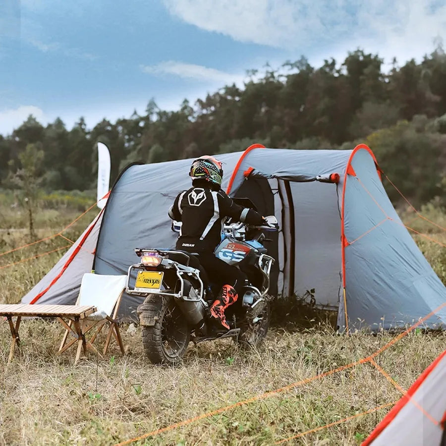 2 Person Camping Tent Motorcycle Tent Waterproof Family Tents Motorcycle Storage Shelter for for Backpacking Hiking