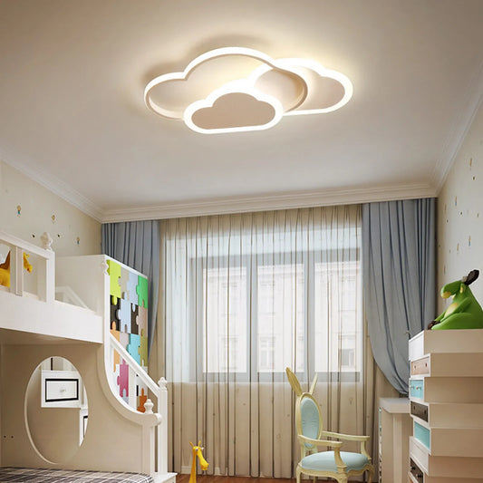Acrylic LED Ceiling Light Cloud Shape Dimmable Chandelier Kids Room Lamp