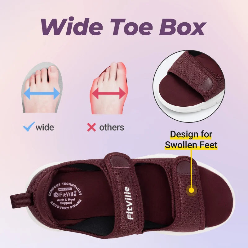 Clearance Sale：Women'S Sandals Diabetic Wide shoes With Arch Support Adjustable Straps Lightweight Casual Women Flat Shoe