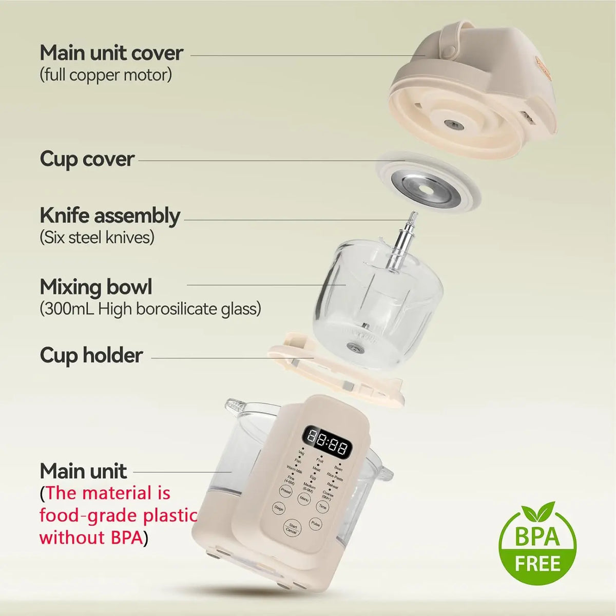 Glass Baby Food Maker, One-Step Steamer & Blender for Healthy Homemade Puree, 3 Age Stages, BPA-Free