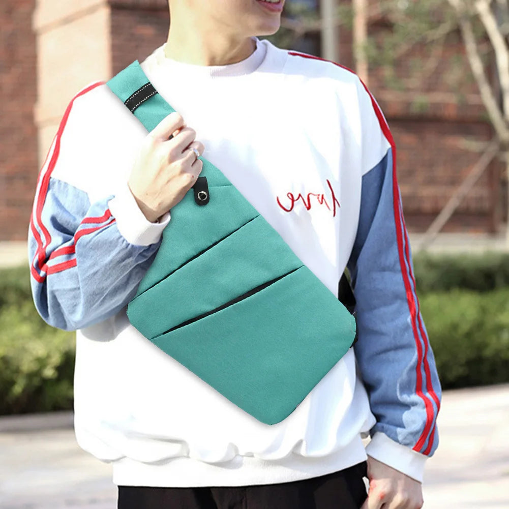 Men Shoulder Bag Anti-thief Commute Bag Security Adjustable Strap Nylon Multifunctional Simple Portable for Outdoor Fitness