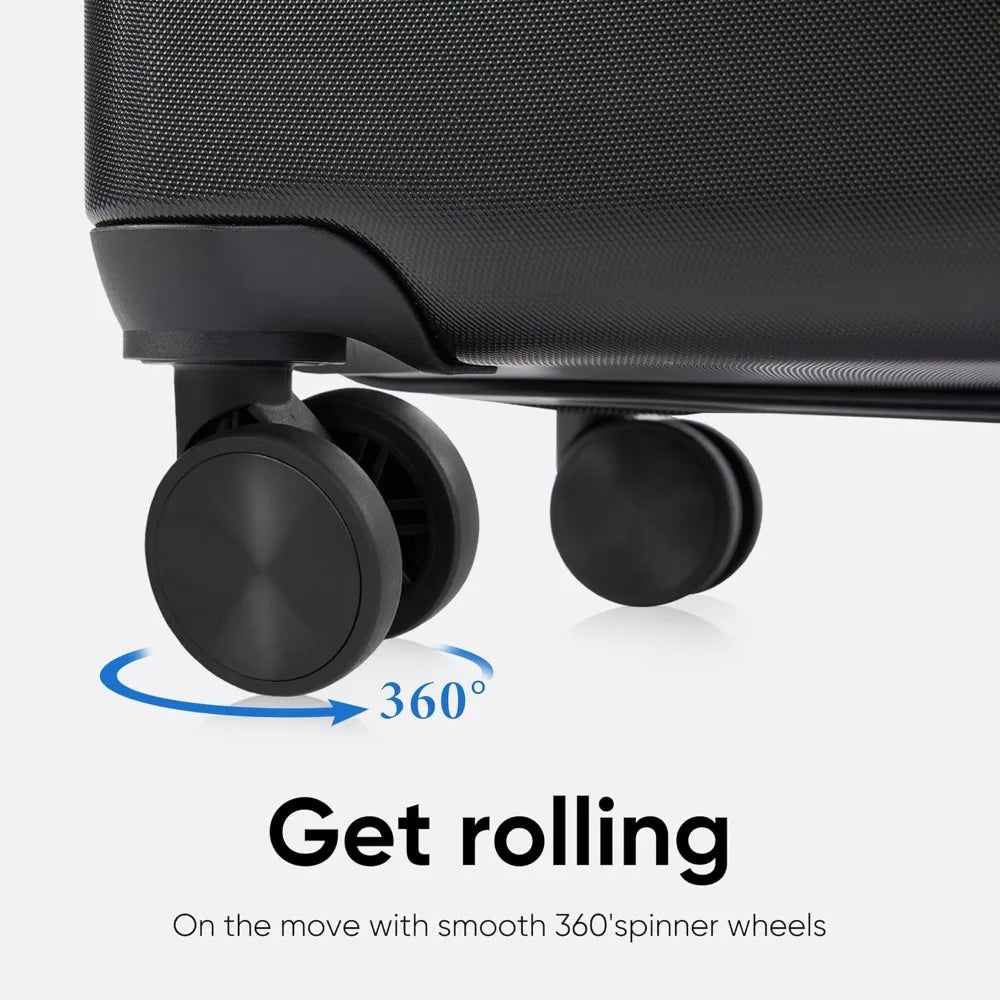 Central Hardside Expandable Luggage with Spinner Wheels, Black, 20/24/28 in