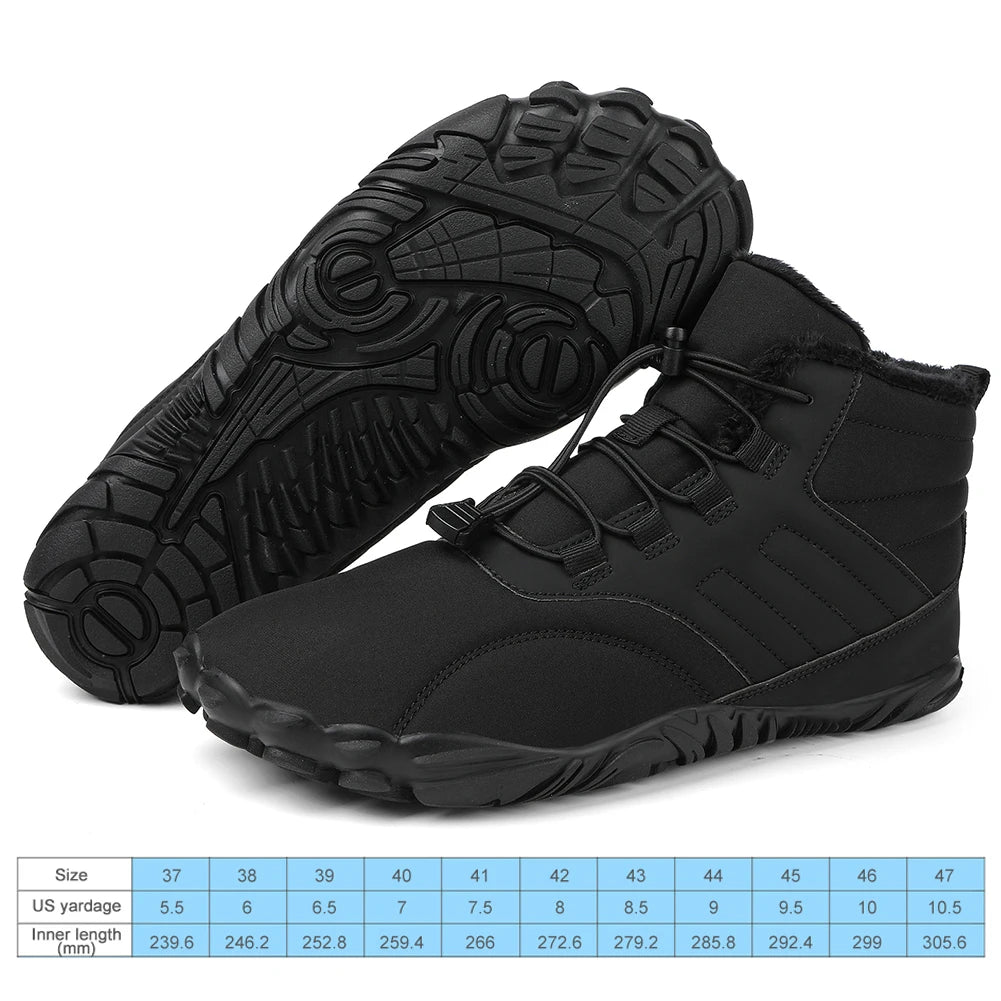 Winter Warm Running Barefoot Shoes Women Men Rubber High Ankle Boots Waterproof Non-Slip Breathable for Trekking Climbing