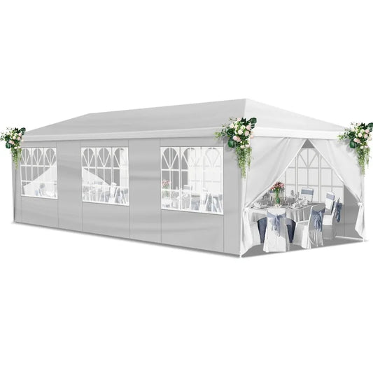 UBesGoo 10' x 30' Canopy Waterproof Party Tent Outdoor Tent 8 Sides White